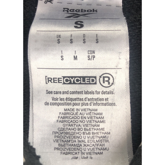 Reebok Men’s Hoodie Small All Over Print Black Streetwear Reecycled Sweatshirt - Picture 3 of 12